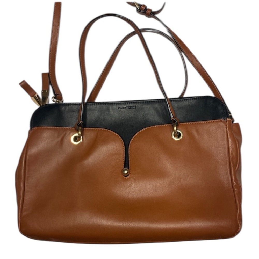 Pour La Victoire Currie Leather purse bag satchel brown cognac Black bag